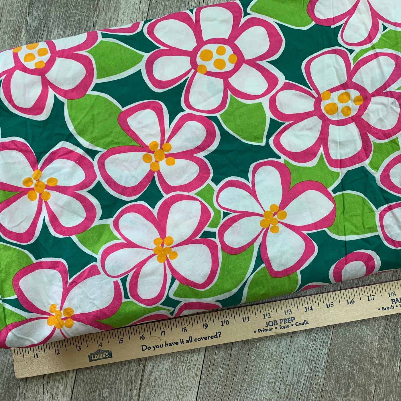 Fabric-by-the-Yard: Pink/Green Hawaiian Flowers