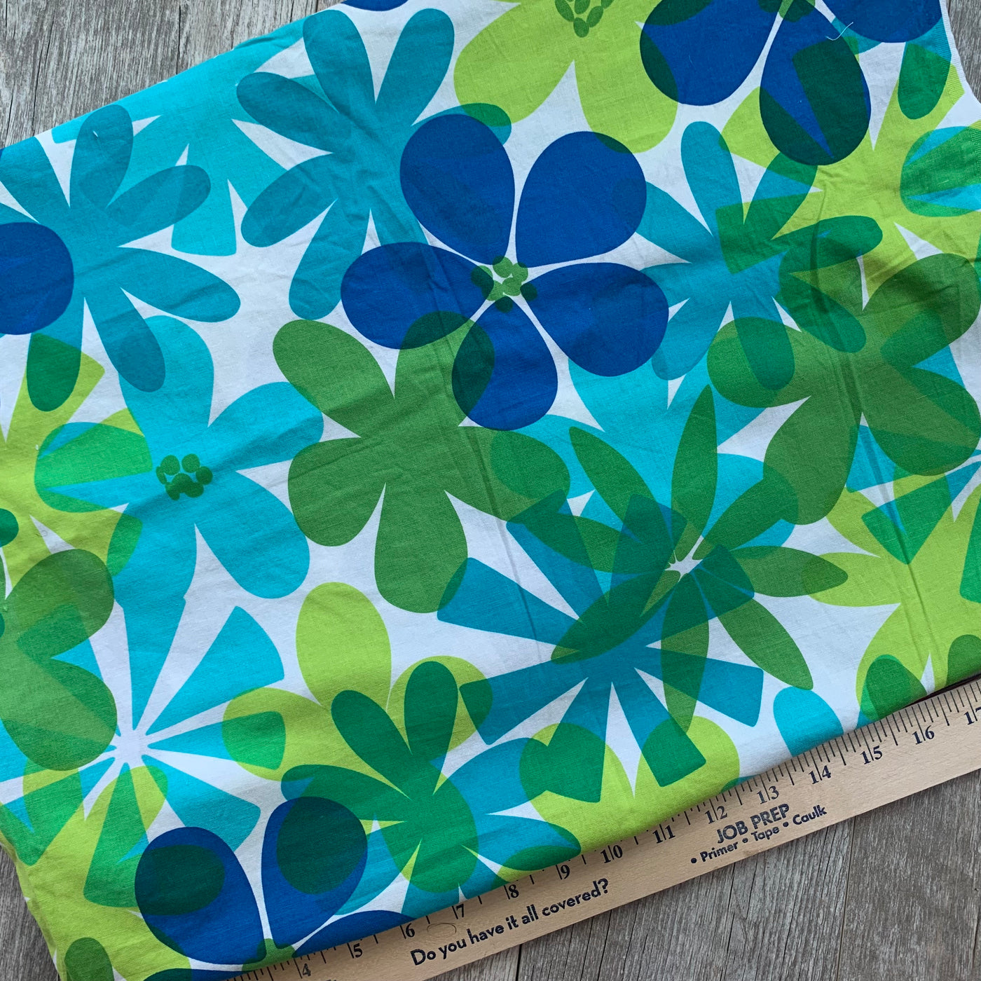 Fabric-by-the-Yard: Blue/Green Tropical Flowers